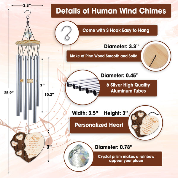 Personalized Sympathy Wind Chime Loss Of Mom Gift