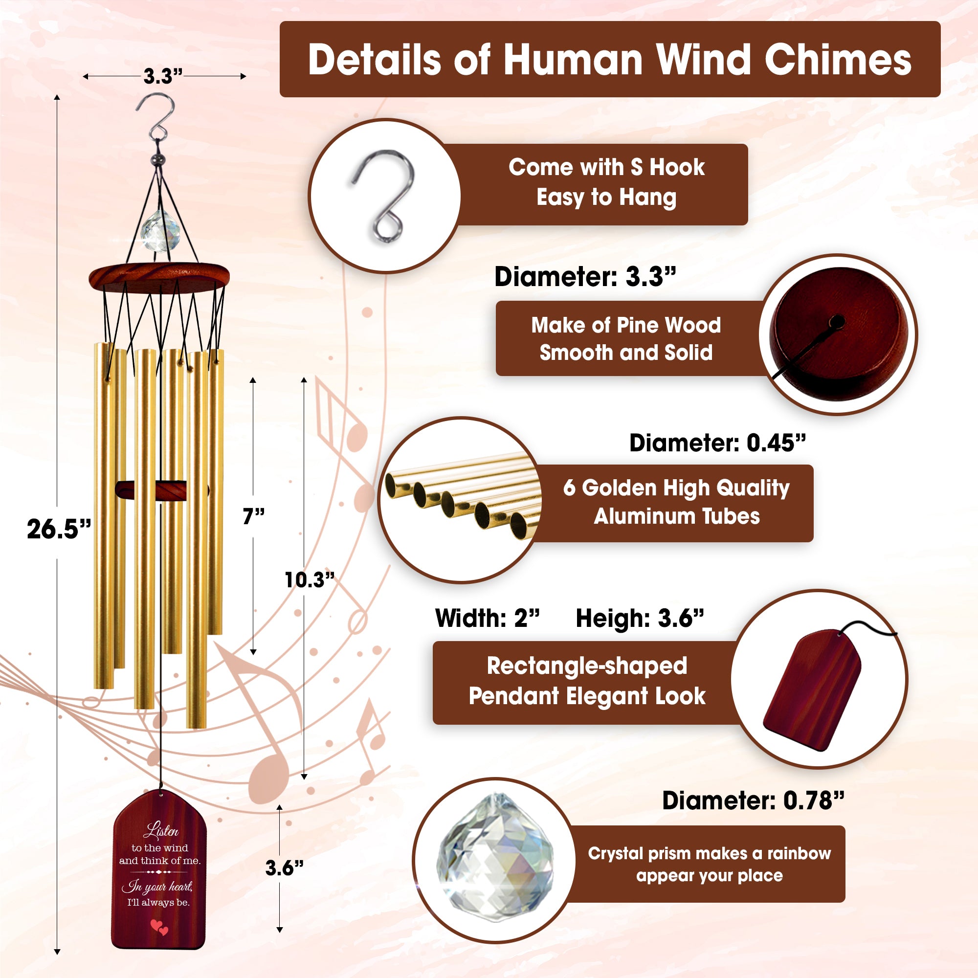 Personalized Sympathy Wind Chime Bereavement Gift