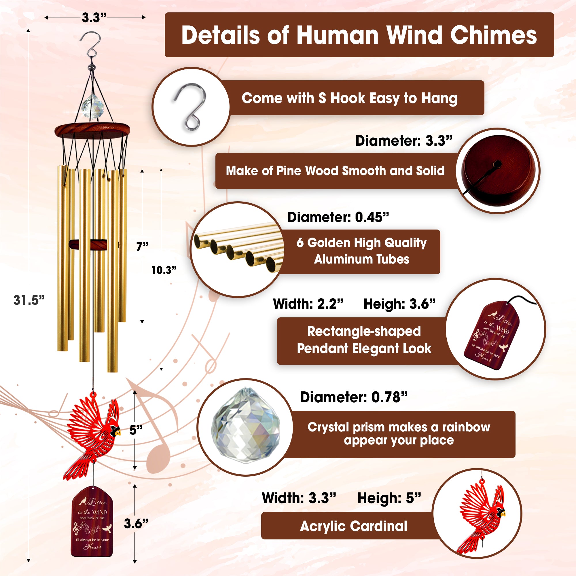 Custom Carnival Memorial Wind Chime Sympathy Gifts