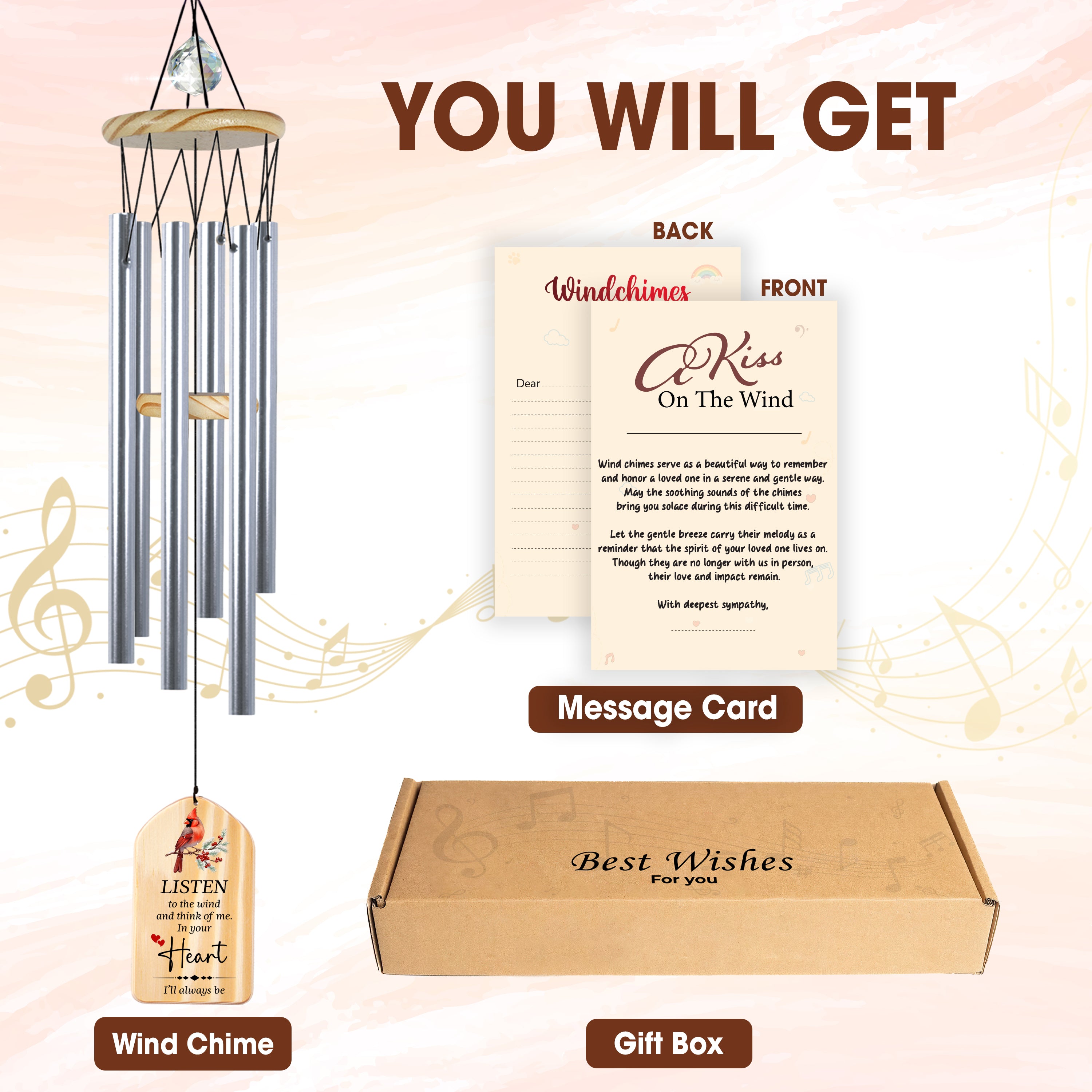 Personalized Sympathy Wind Chime Carnival Gift For Memorial