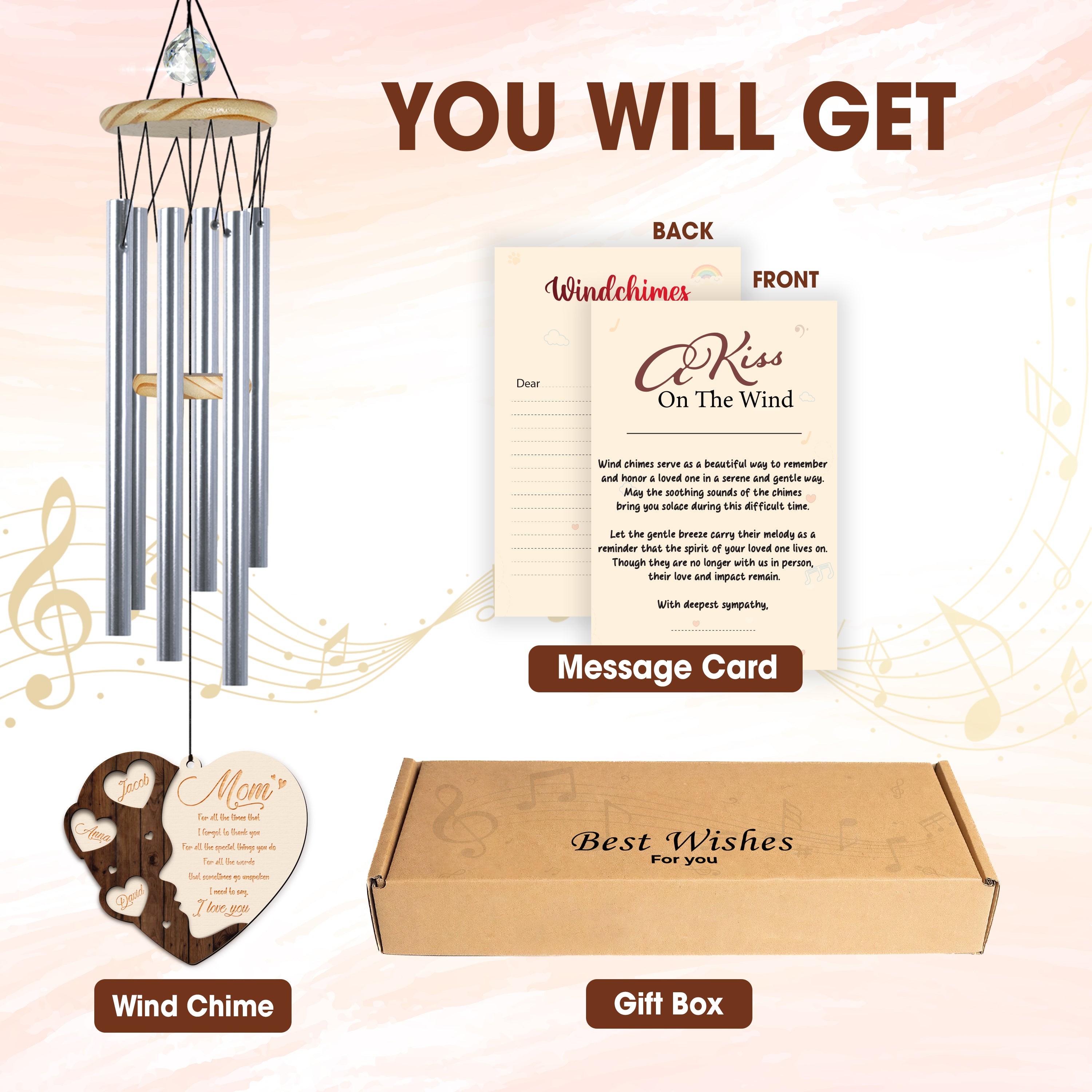 Personalized Sympathy Wind Chime Loss Of Mom Gift