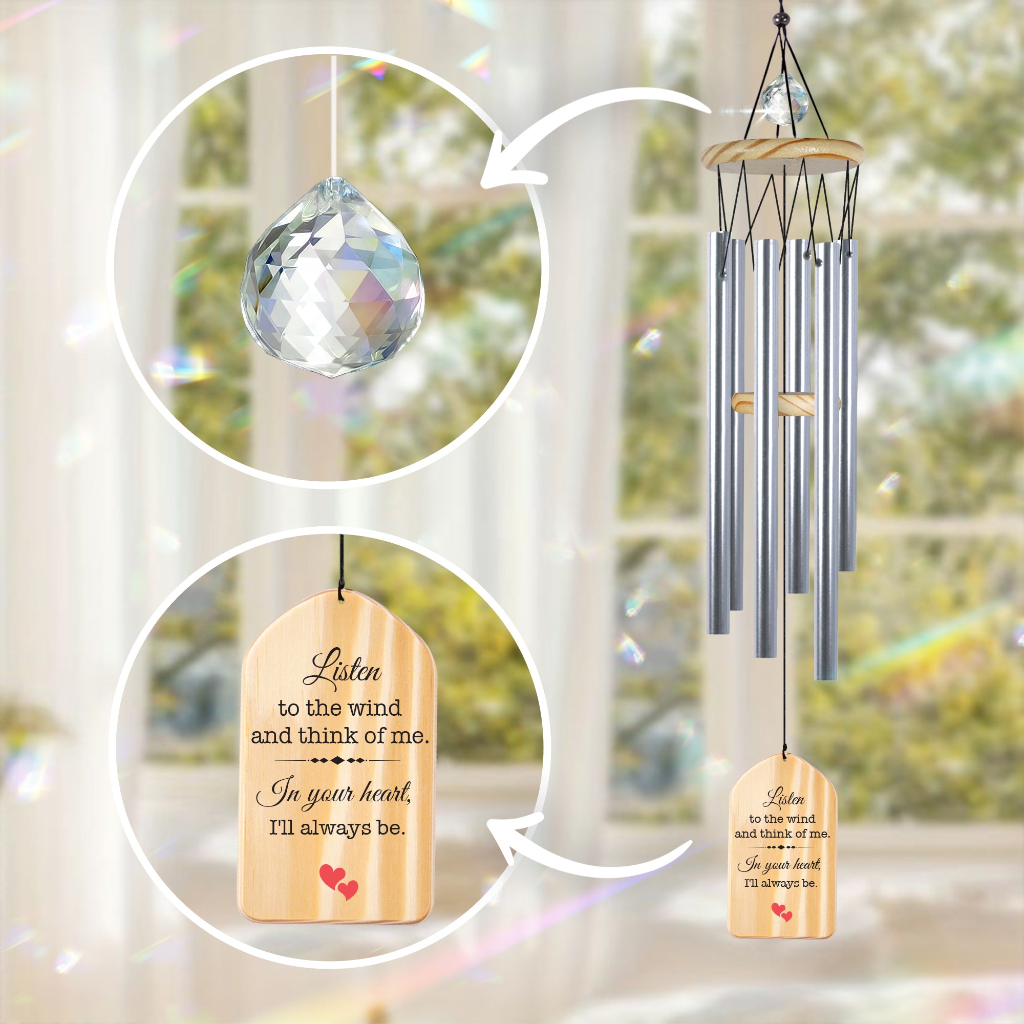 Custom Whispers from Heaven Wind Chime Sympathy Gift