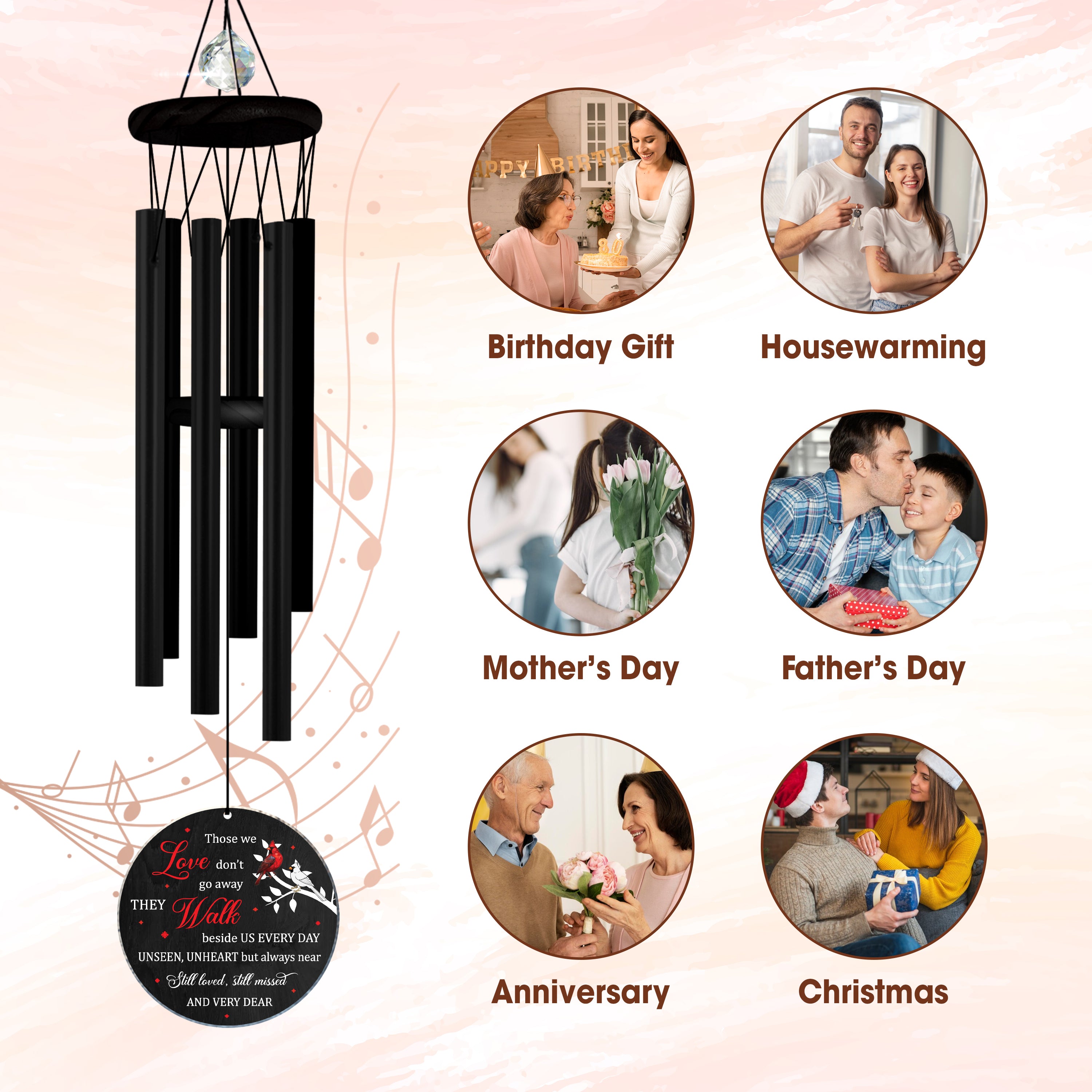 Personalized Carnival Wind Chimes Bereavement Gift