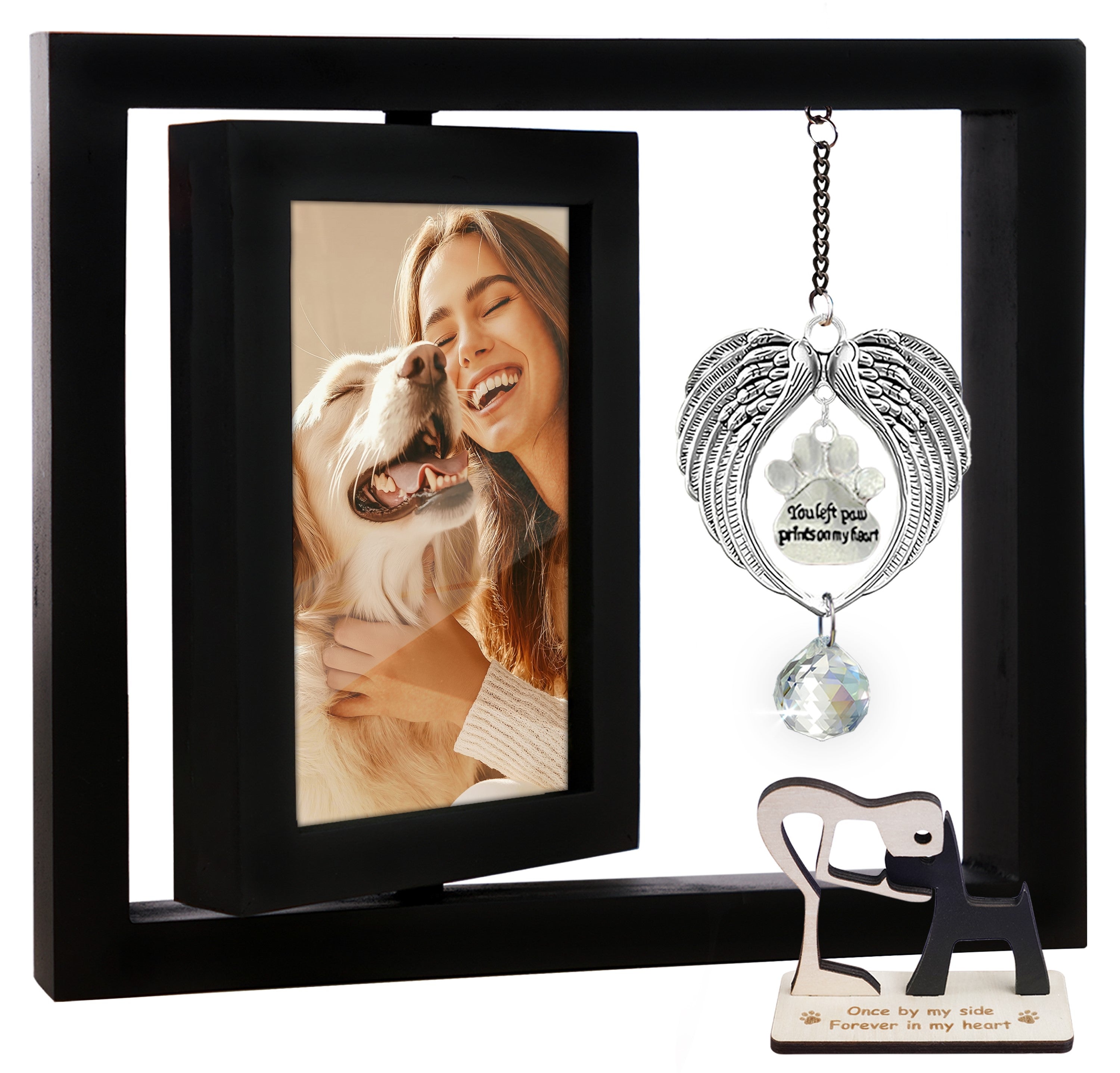 Pet Memorial Picture Frame with Angel Wings