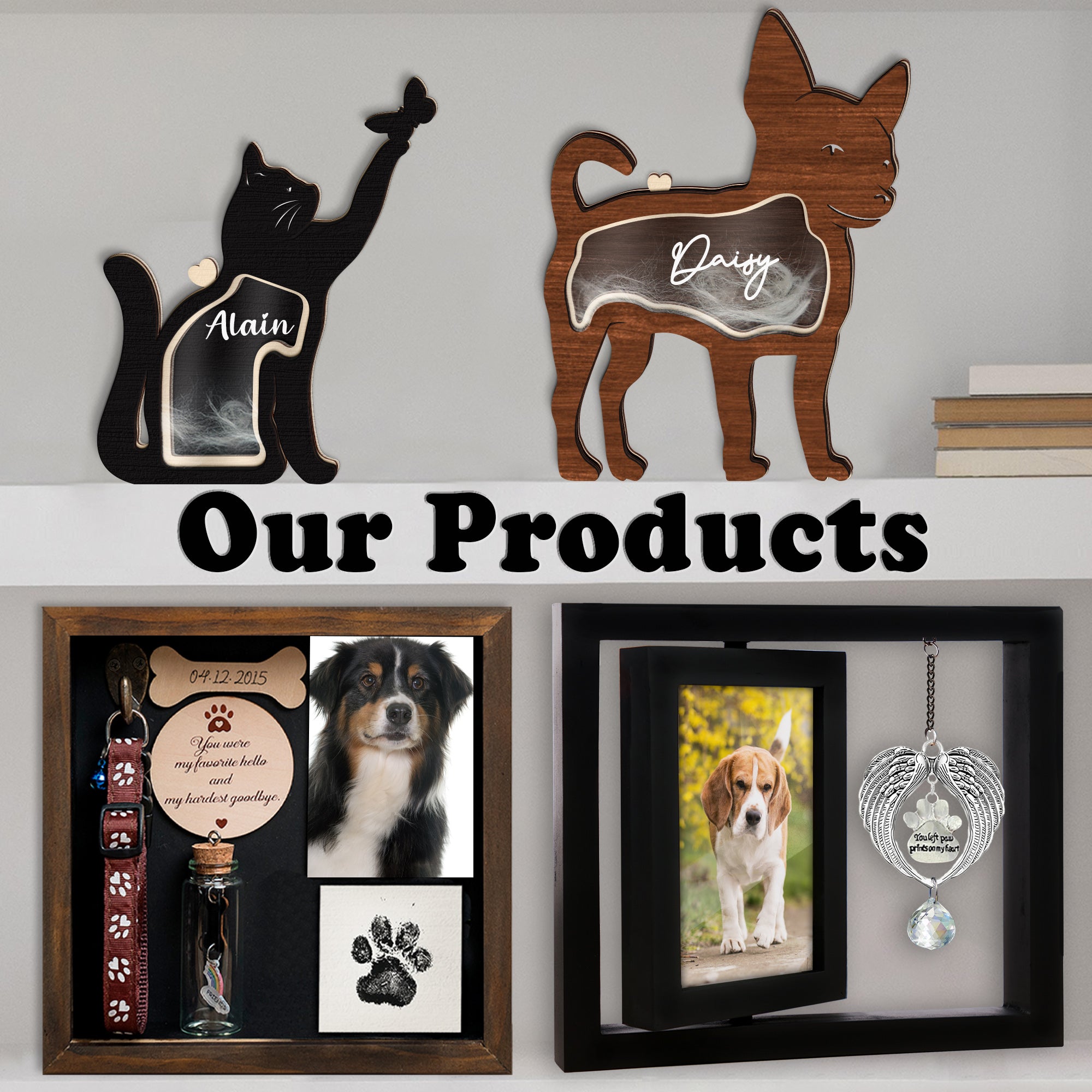 Pet Memorial Picture Frame with Angel Wings